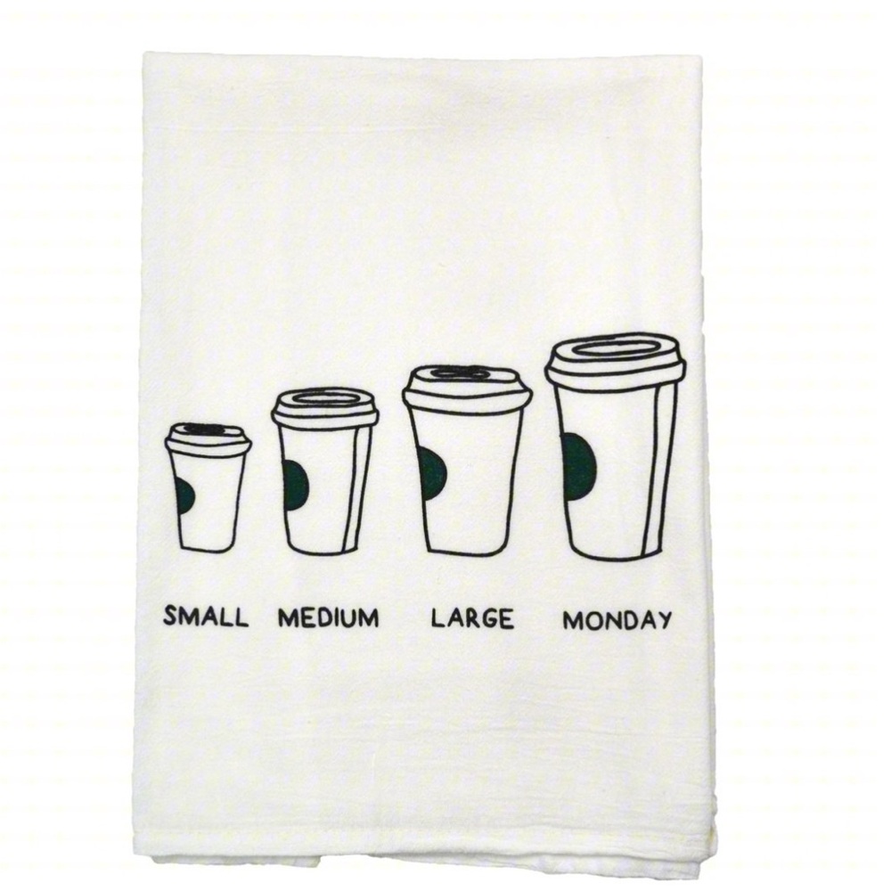 NWT White Coffee Cup Design Kitchen flour sack Tea Towel